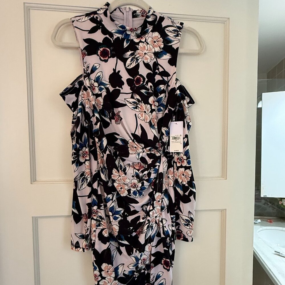 Guess Floral Shoulder Cut-out Long Sleeve Dress